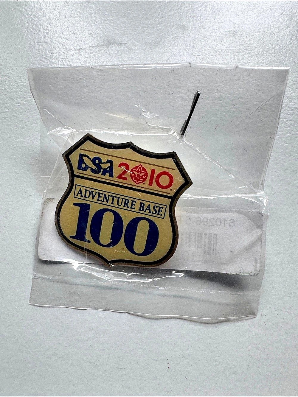 Boy Scouts of America Adventure Base 100 Shield Pin Gold & Blue